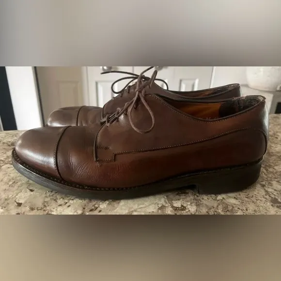 Allen Edmonds Bergland Brown Leather‎ Cap Toe Derby Dress Shoes 9.5 3E #6551 USA