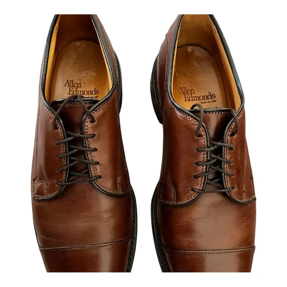 Allen Edmonds Bergland Lace-up Cap Toe Brown Leather Derby Shoe Mens Size 7 D