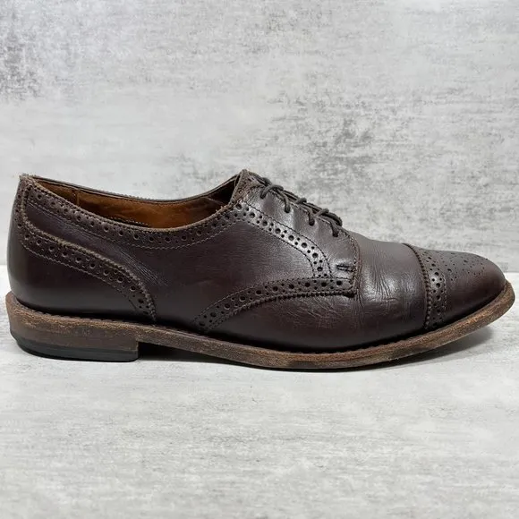 Allen Edmonds Brogue Medallion Cap Toe Derby Shoes - Men's Size 10 D - Brown
