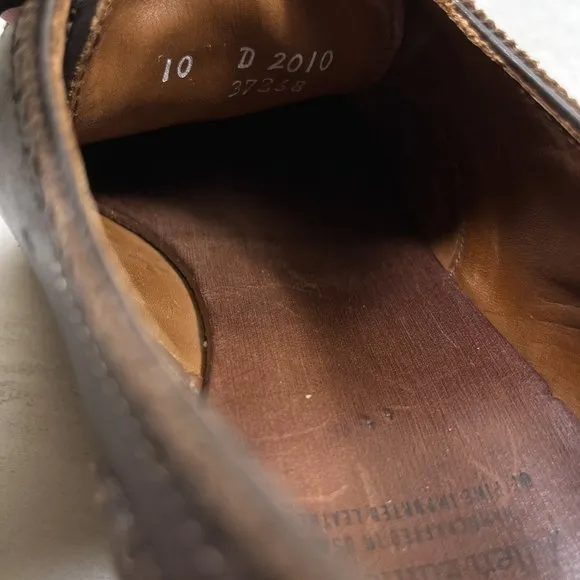 Allen Edmonds Brogue Medallion Cap Toe Derby Shoes - Men's Size 10 D - Brown
