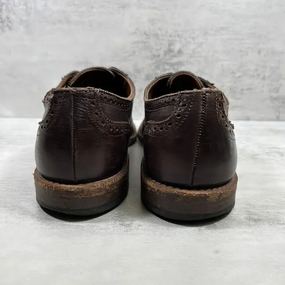 Allen Edmonds Brogue Medallion Cap Toe Derby Shoes - Men's Size 10 D - Brown