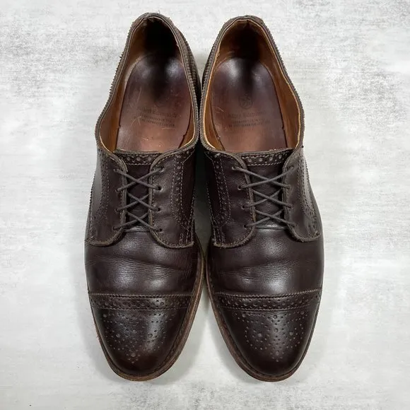 Allen Edmonds Brogue Medallion Cap Toe Derby Shoes - Men's Size 10 D - Brown