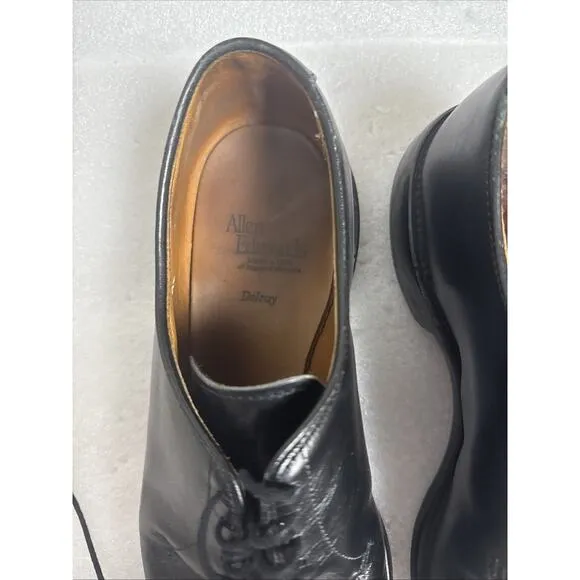 Allen Edmonds Delray Shoes Men's 8 D Black Leather Split Toe Derby Dress Oxford