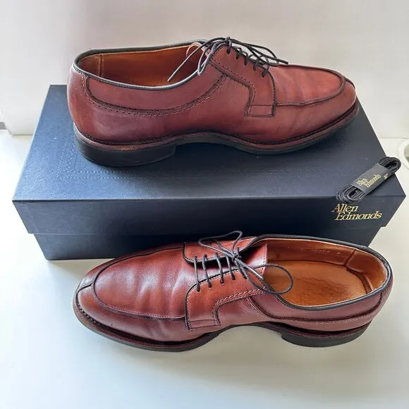 Allen Edmonds Dress Shoes Men's Stockbridge Derby Brown Leather Split Toe Size 9