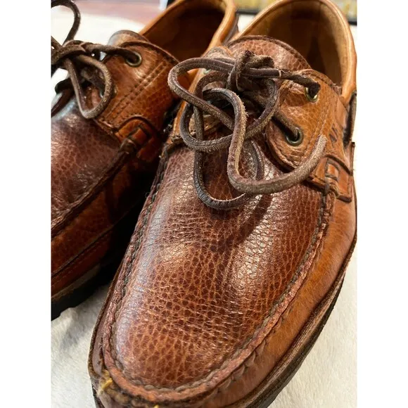 Allen Edmonds Eastport Mens Slip-On Pebbled Leather Boat Brown sz 10.5 Woodhaven