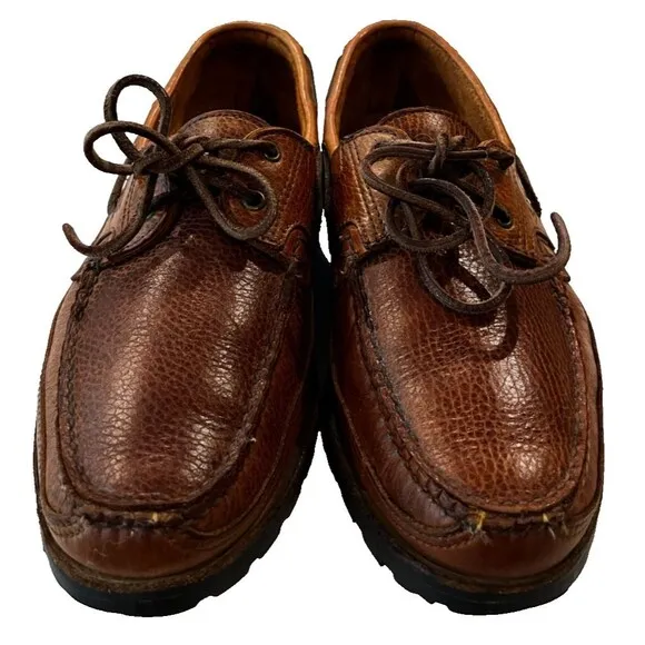 Allen Edmonds Eastport Mens Slip-On Pebbled Leather Boat Brown sz 10.5 Woodhaven