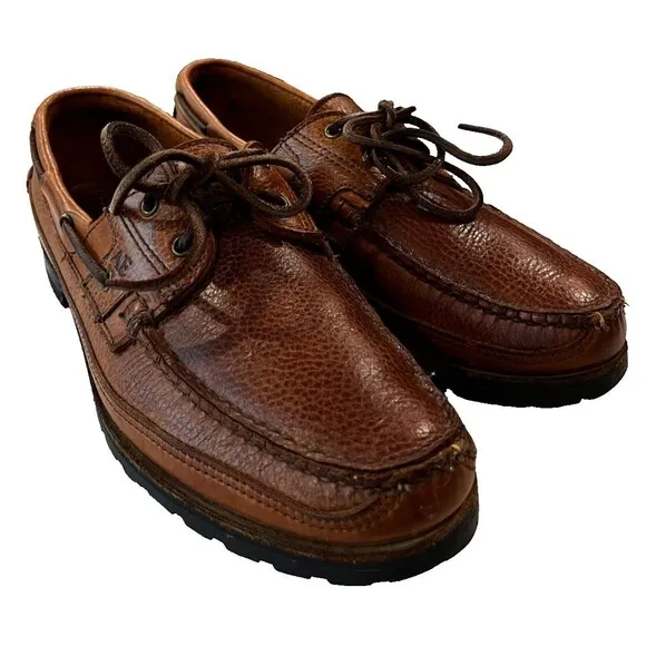 Allen Edmonds Eastport Mens Slip-On Pebbled Leather Boat Brown sz 10.5 Woodhaven