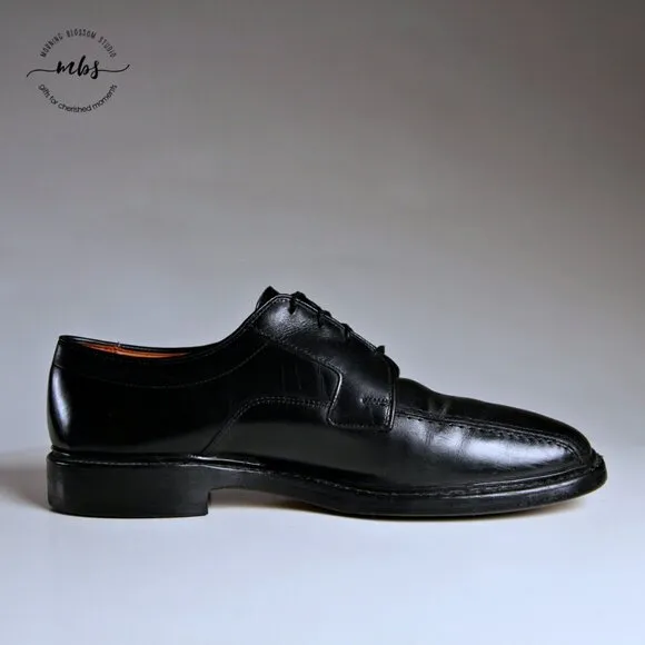 Allen Edmonds Hillcrest Black Leather Bicycle Toe Derby Shoes