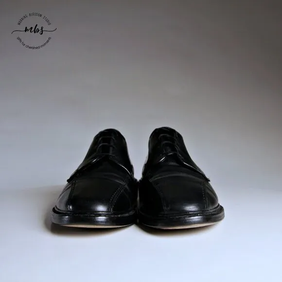 Allen Edmonds Hillcrest Black Leather Bicycle Toe Derby Shoes