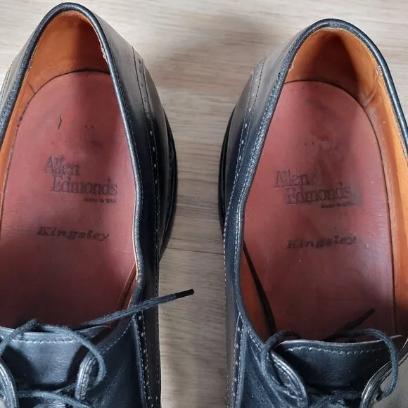 Allen Edmonds Kingsley Derby Shoes Mens Size 16 Black Leather Split Toe Brogue