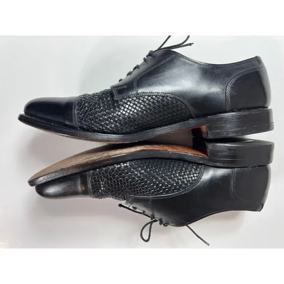 Allen Edmonds Lauderdale Mens Woven Cap Toe Black Dress Shoes Men's Size US 9