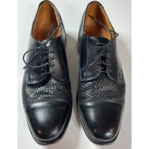 Allen Edmonds Lauderdale Mens Woven Cap Toe Black Dress Shoes Men's Size US 9