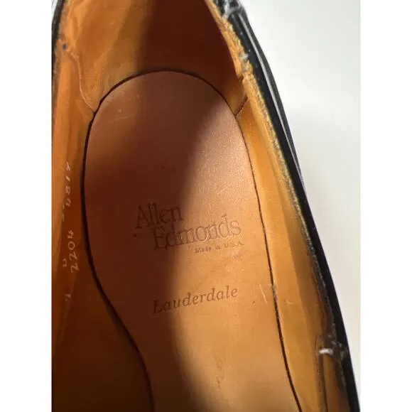 Allen Edmonds Lauderdale Mens Woven Cap Toe Black Dress Shoes Men's Size US 9