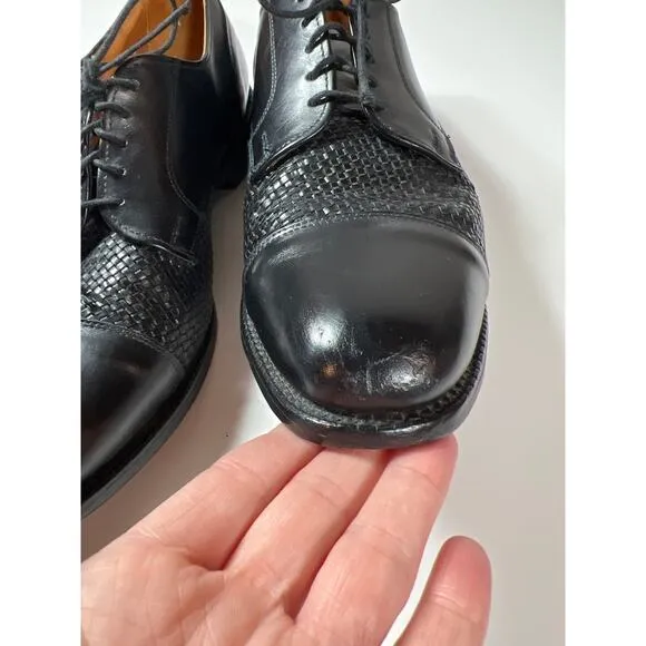 Allen Edmonds Lauderdale Mens Woven Cap Toe Black Dress Shoes Men's Size US 9