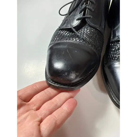 Allen Edmonds Lauderdale Mens Woven Cap Toe Black Dress Shoes Men's Size US 9