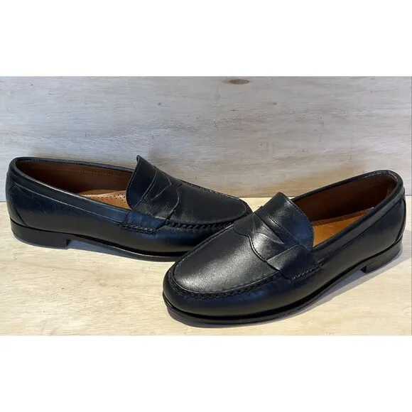 Allen Edmonds Men Size 11.5 EEE Loafers Black Cavanaugh Pinch Penny Slip On