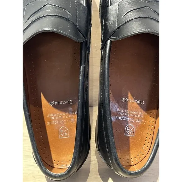 Allen Edmonds Men Size 11.5 EEE Loafers Black Cavanaugh Pinch Penny Slip On