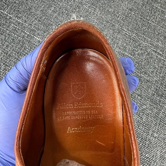 Allen Edmonds Mens Academy Brown Leather Plain Toe Derby Lace Shoes Size 7 D