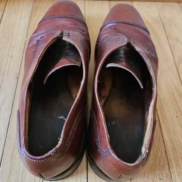 Allen Edmonds Mens Leather Cap Toe Shoes Derby 10.5 D Brown Vibram Sole Business