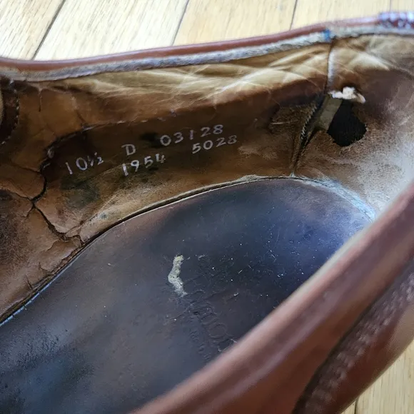 Allen Edmonds Mens Leather Cap Toe Shoes Derby 10.5 D Brown Vibram Sole Business