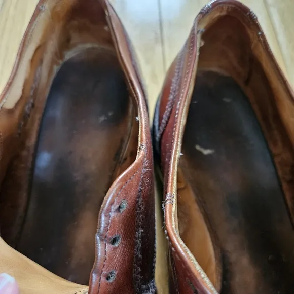 Allen Edmonds Mens Leather Cap Toe Shoes Derby 10.5 D Brown Vibram Sole Business