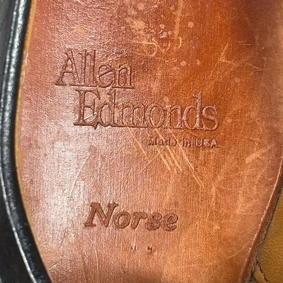 Allen Edmonds Mens Norse Black Split Moc Toe Lace Up Blucher Derby Shoes Size 10