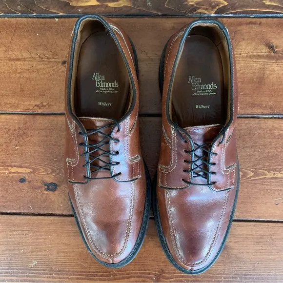 Allen Edmonds Men's Wilbert Split Toe USA Brown Oxford Dress Shoe Size 9 1/2 D
