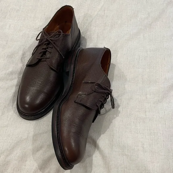 Allen Edmonds Plain Toe Brown Leather Pebble Grain Derby Shoes Size 10 EUC