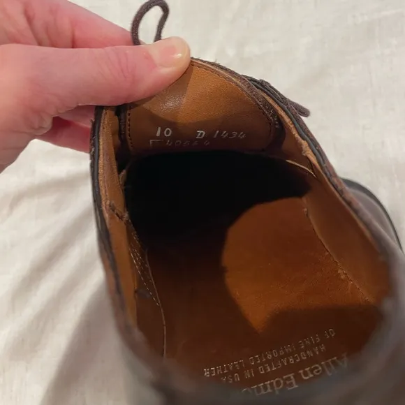 Allen Edmonds Plain Toe Brown Leather Pebble Grain Derby Shoes Size 10 EUC