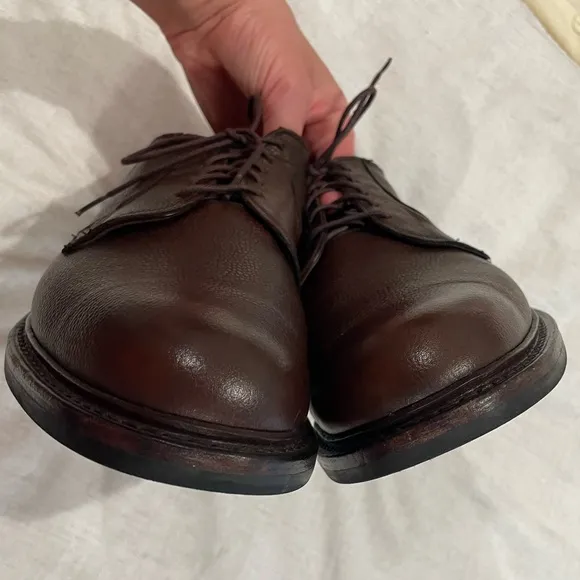 Allen Edmonds Plain Toe Brown Leather Pebble Grain Derby Shoes Size 10 EUC