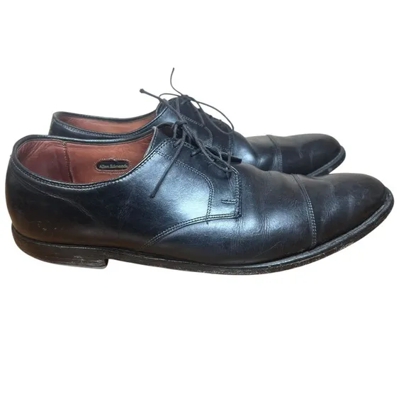 ALLEN EDMONDS Riverside Black Leather Cap-Toe Oxford Dress Shoes Derby Size 12 D
