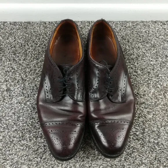 Allen Edmonds Sanford Burgundy Leather Cap Toe Wingtip Brogue Mens Shoes 10.5 D