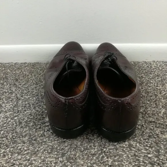 Allen Edmonds Sanford Burgundy Leather Cap Toe Wingtip Brogue Mens Shoes 10.5 D