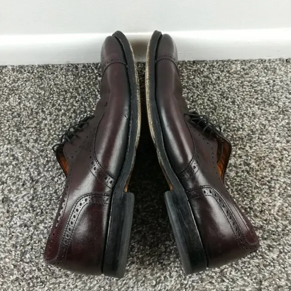 Allen Edmonds Sanford Burgundy Leather Cap Toe Wingtip Brogue Mens Shoes 10.5 D