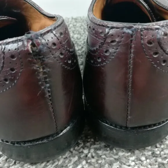 Allen Edmonds Sanford Burgundy Leather Cap Toe Wingtip Brogue Mens Shoes 10.5 D