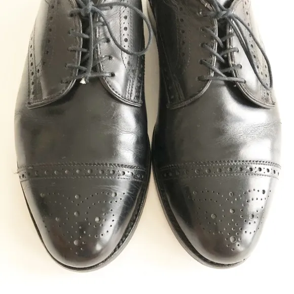 Allen Edmonds Sanford Cap Toe Derby Wingtip Oxford Mens 10 C Black Dress Shoes