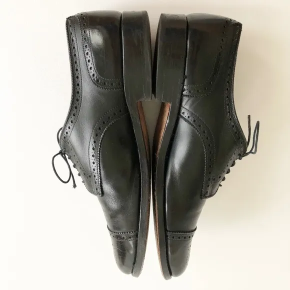 Allen Edmonds Sanford Cap Toe Derby Wingtip Oxford Mens 10 C Black Dress Shoes