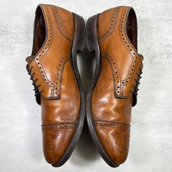 Allen Edmonds Sanford Medallion Brogue Cap Toe Derby Shoes - Men's Size 9 D
