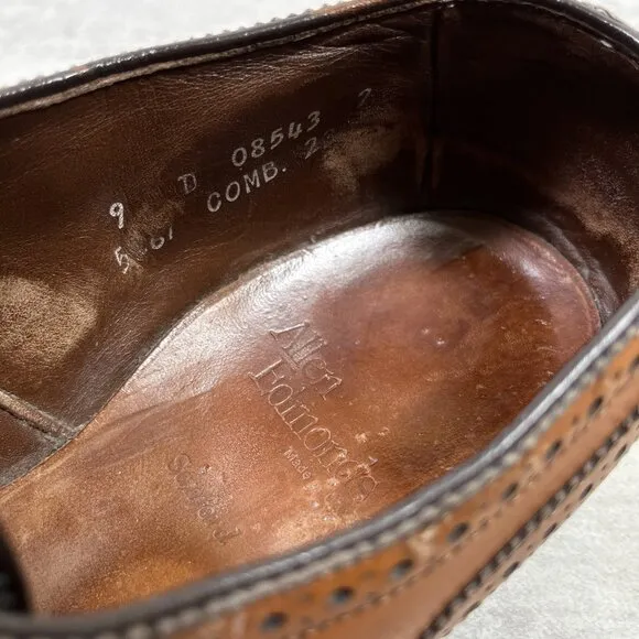 Allen Edmonds Sanford Medallion Brogue Cap Toe Derby Shoes - Men's Size 9 D