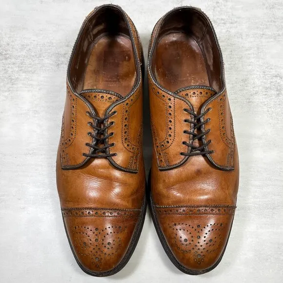Allen Edmonds Sanford Medallion Brogue Cap Toe Derby Shoes - Men's Size 9 D