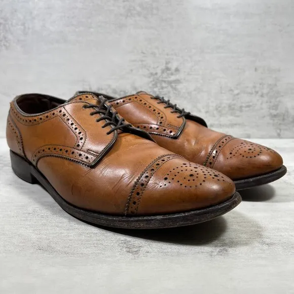 Allen Edmonds Sanford Medallion Brogue Cap Toe Derby Shoes - Men's Size 9 D