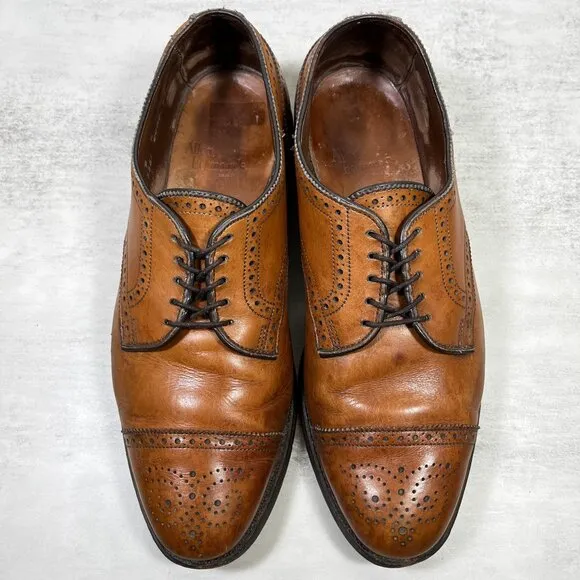 Allen Edmonds Sanford Medallion Brogue Cap Toe Derby Shoes - Men's Size 9 D