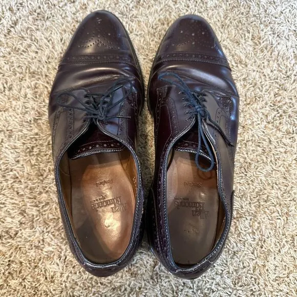 Allen Edmonds Sanford Men's‎ 10 EEE Cherry Red Medallion Cap Toe Derby