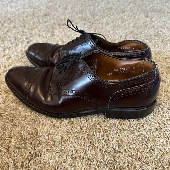 Allen Edmonds Sanford Men's‎ 10 EEE Cherry Red Medallion Cap Toe Derby