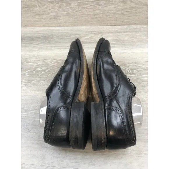 Allen Edmonds Sanford Men's 10.5 E  Black Leather Cap Toe Brogue Derby Shoes
