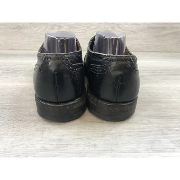 Allen Edmonds Sanford Men's 10.5 E  Black Leather Cap Toe Brogue Derby Shoes