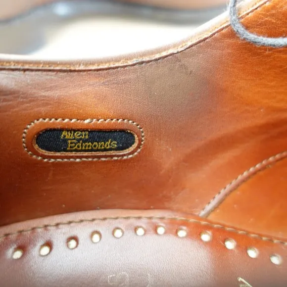 ALLEN EDMONDS Shoes Men 9 Brown Cognac Leather Derby Dress Shoes Lace Up  Formal