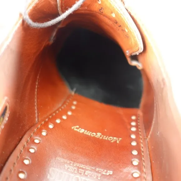 ALLEN EDMONDS Shoes Men 9 Brown Cognac Leather Derby Dress Shoes Lace Up  Formal