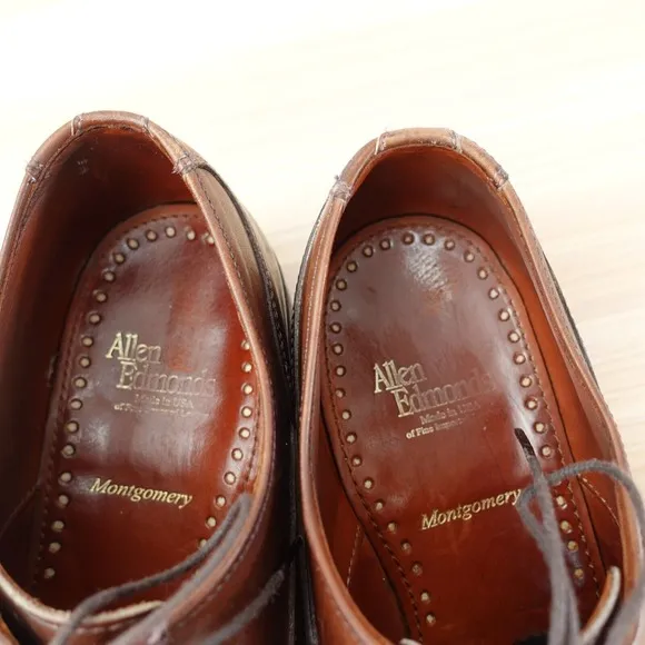 ALLEN EDMONDS Shoes Men 9 Brown Cognac Leather Derby Dress Shoes Lace Up  Formal