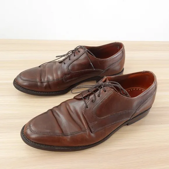 ALLEN EDMONDS Shoes Men 9 Brown Cognac Leather Derby Dress Shoes Lace Up  Formal